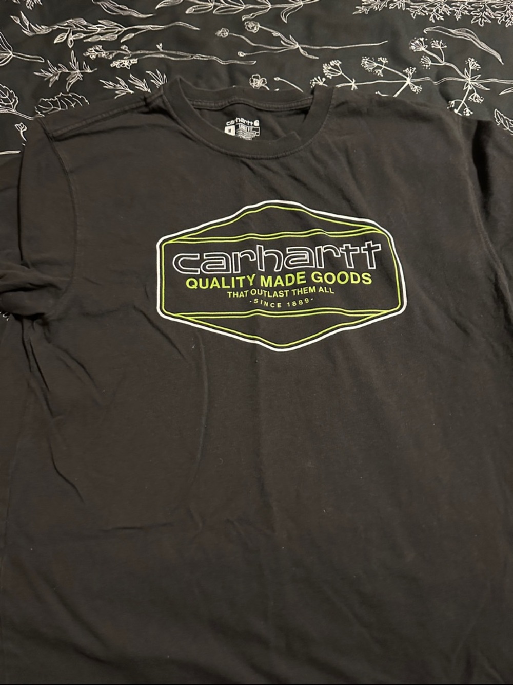 Carhartt Black Short-Sleeve Tee with Neon Green Logo